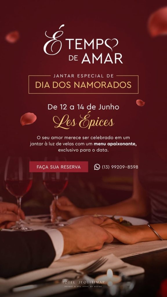 imagem mostra cartaz com informações do Dia dos Namorados no Jequitimar