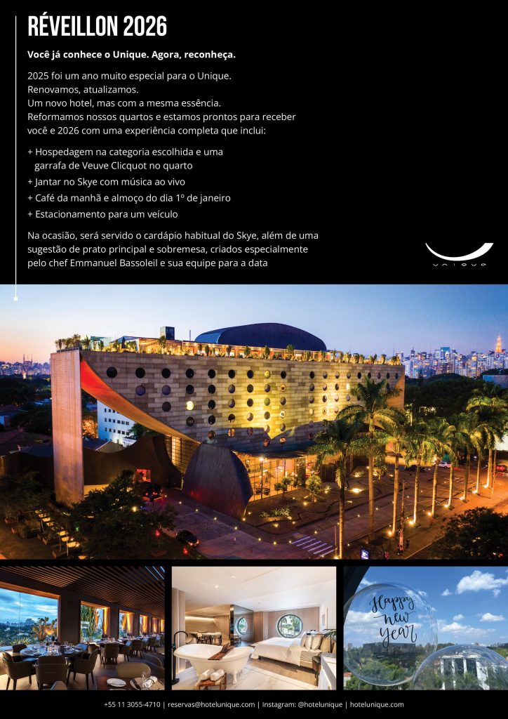 unique-reveillon imagem mostra banner de divulgação com imagens de hotel e informações de programação de reveillon